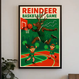 Reindeer Basketball Game Poster
