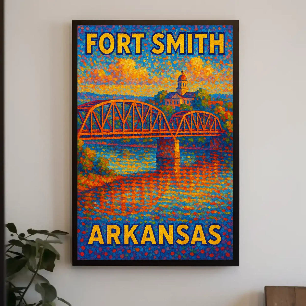 Fort Smith Arkansas Bridge Vintage Art Collector Poster