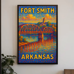 Fort Smith Arkansas Bridge Vintage Art Collector Poster