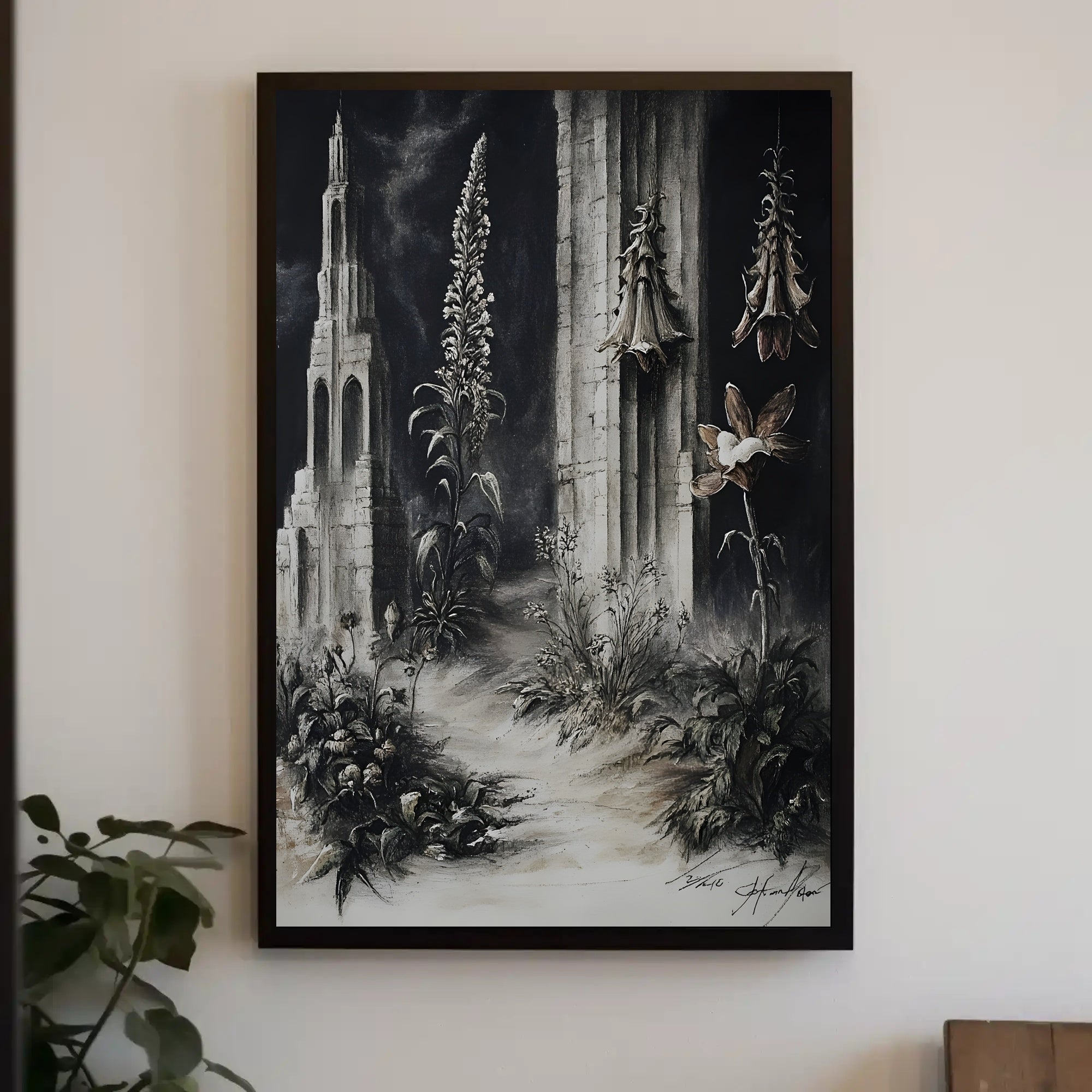 Surreal Dreamscape with Ruins and Flora Fantasy or Mythology Poster PosterGoat