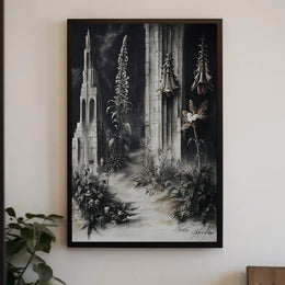 Surreal Dreamscape with Ruins and Flora Fantasy or Mythology Poster PosterGoat