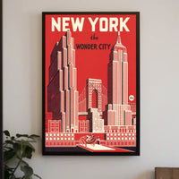New York City Architecture Poster Vintage Wall Art For NYC