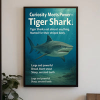 Curiosity Meets Power Tiger Shark Poster