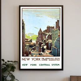 New York City Skyline Travel Poster Vintage Wall Art