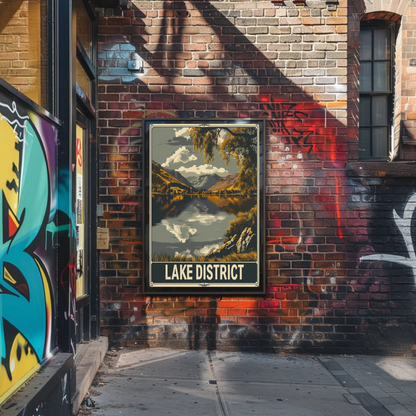 Lake District Peaceful Lake Clouds Trees Travel Poster