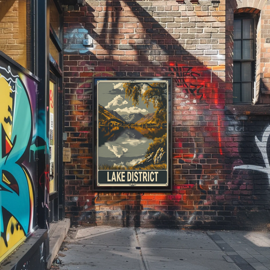 Lake District Peaceful Lake Clouds Trees Travel Poster