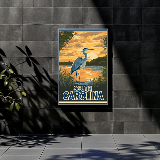South Carolina Sunset Vintage Style Poster