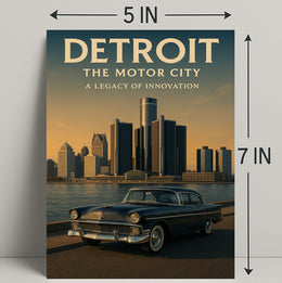 Detroit The Motor City Vintage Poster PosterGoat