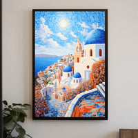Santorini Coastal Art Print with Mediterranean Flair - Travel Poster