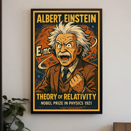 Curious Einstein Portrait Vintage Science Poster