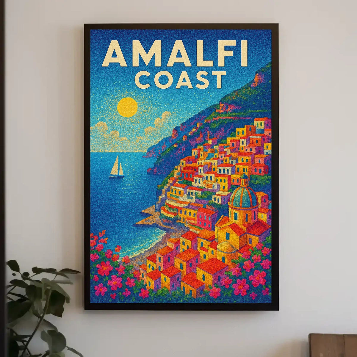 Amalfi Coast Poster Wall Art for Coastal Home Decor