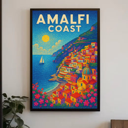 Amalfi Coast Poster Wall Art for Coastal Home Decor