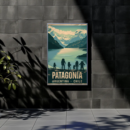 Patagonia Argentina Chile Scenic Hiking Vintage Travel Poster