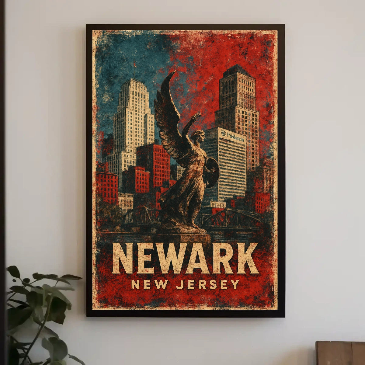 Newark Skyline Cityscape Digital Painting Urban Art Poster