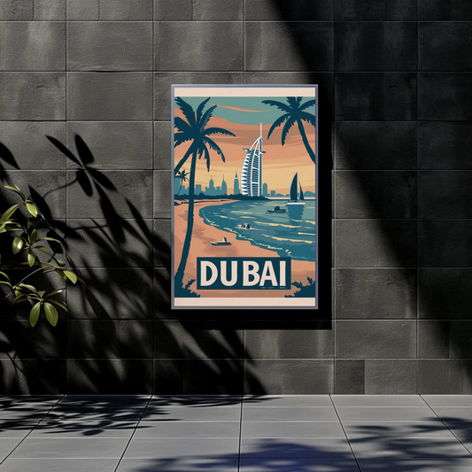 Dubai Beach Vintage Poster