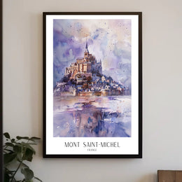 Mont Saint-Michel Watercolor Travel Art Poster PosterGoat