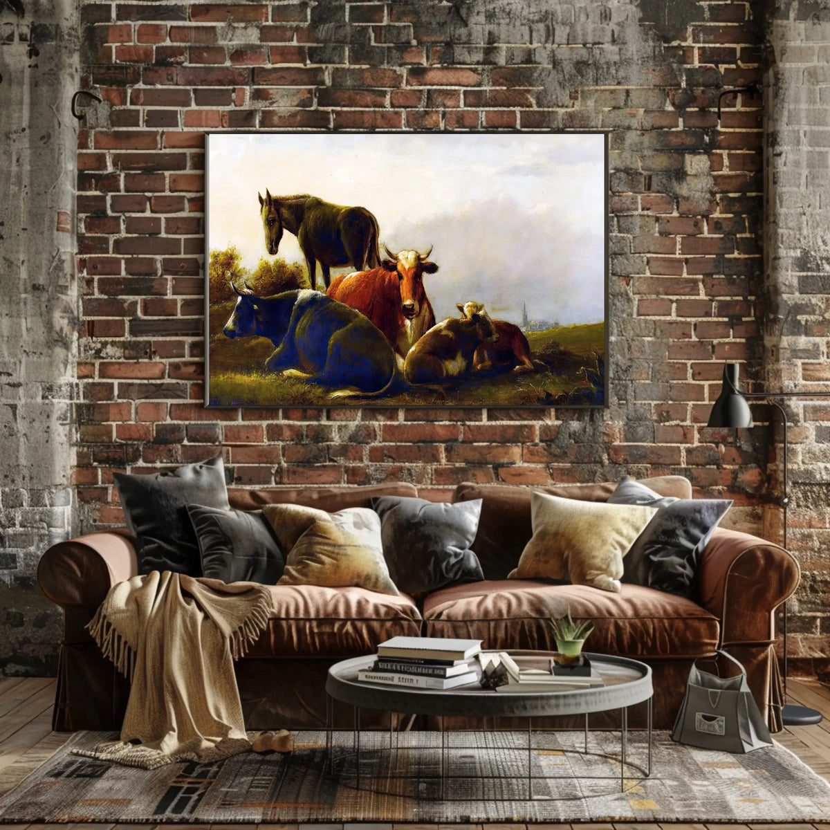 Pastoral Countryside Scene with Farm Animals - Animal Poster