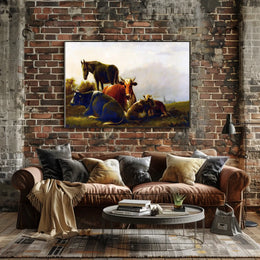 Pastoral Countryside Scene with Farm Animals - Animal Poster