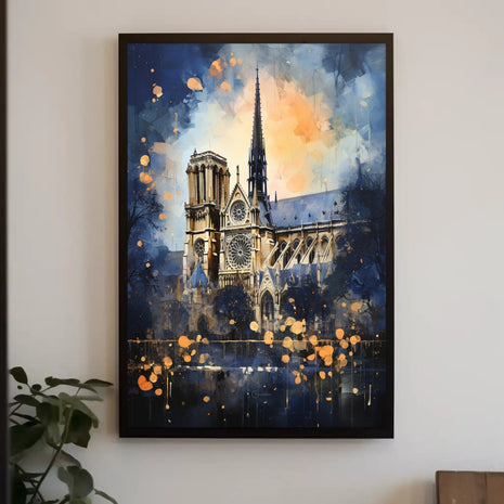 Gothic Cathedral Landmark Artwork with Abstract, Artistic Poster