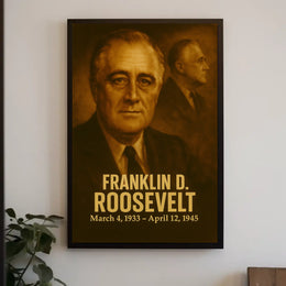 Franklin D Roosevelt Vintage Presidential Poster Analog Film Aesthetic Portrait Historical Wall Art Print