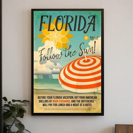 Florida Follow the Sun Retro Travel Poster