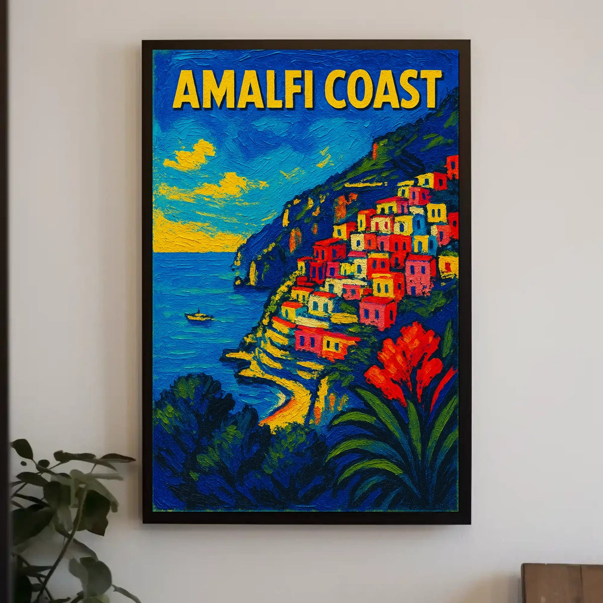 Amalfi Coast Poster Wall Art 18x24 Coastal Landscape