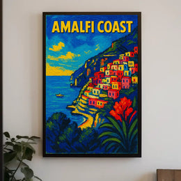 Amalfi Coast Poster Wall Art 18x24 Coastal Landscape