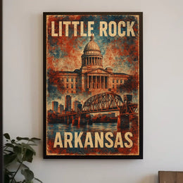 Little Rock Arkansas Skyline Minimalist Travel Poster