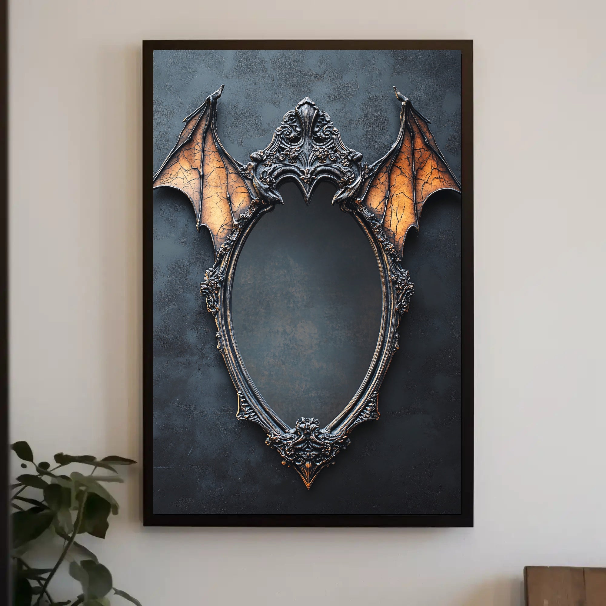 Gothic Mirror With Bat Wings Poster