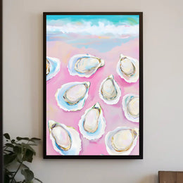 Oyster Coastal Poster Pastel Beach Wall Art