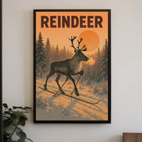 Reindeer On Skis Poster