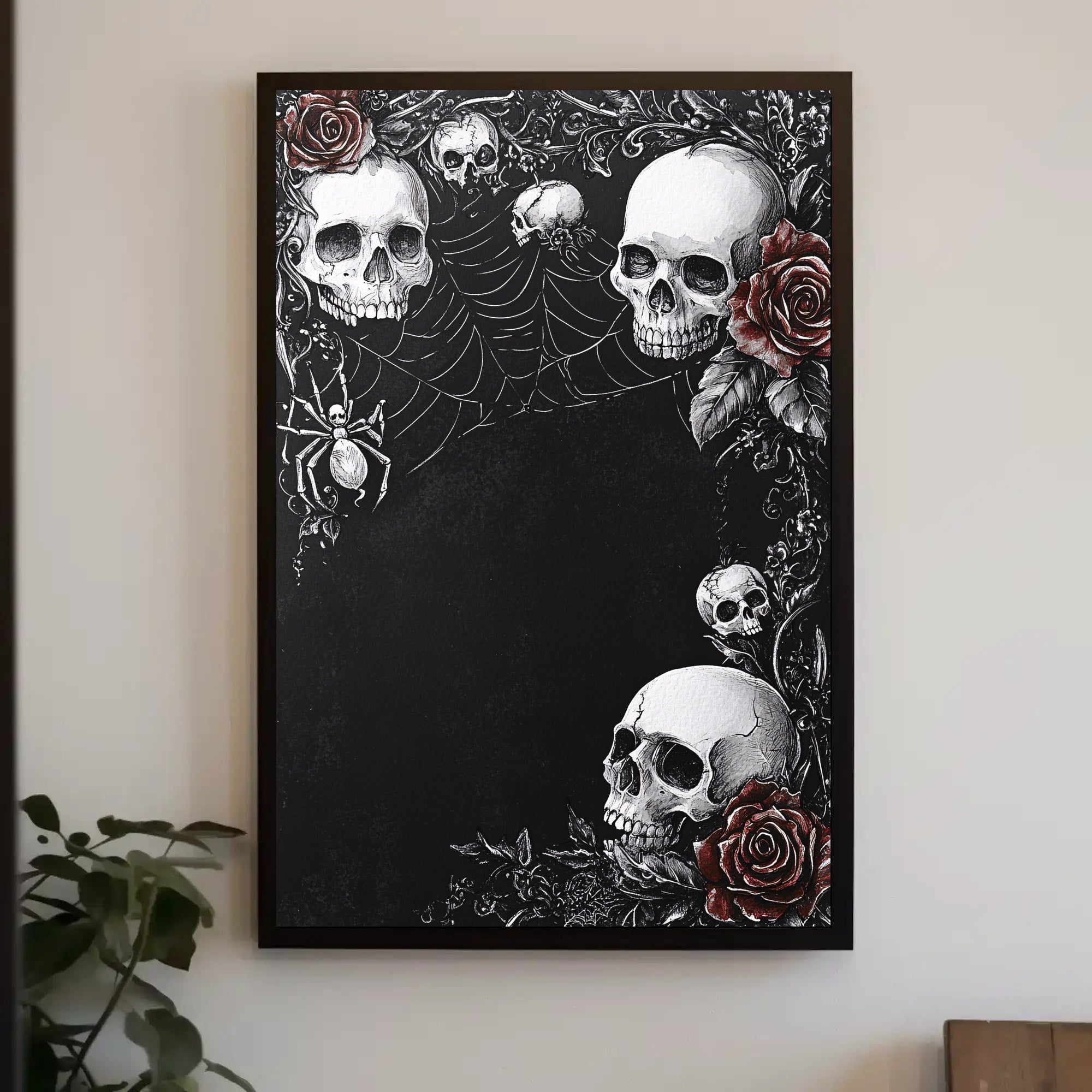 Gothic Skulls And Roses Poster