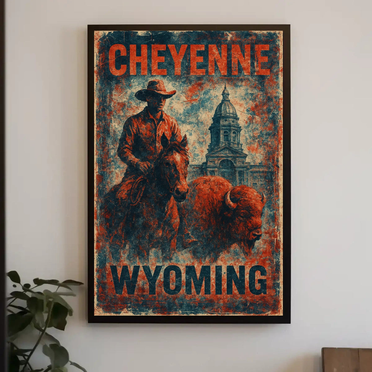 Cheyenne Wyoming Scenic Vintage Travel Wanderlust Poster