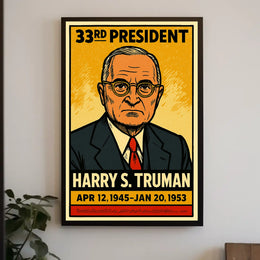 Harry S. Truman 33rd President of the United States Inked Comic Style Poster