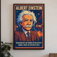 Albert Einstein Portrait Modern Scientific Relativity Mindful Wanderlust Decor Poster