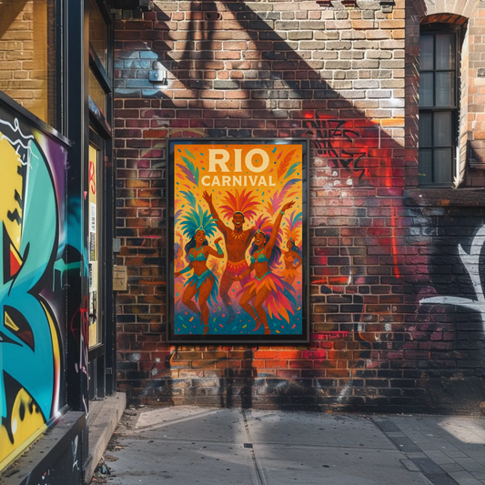 Rio Carnival Dancers Celebration Travel Poster