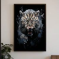 Fierce Leopard Art Poster: Dynamic Wild Energy
