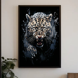Fierce Leopard Art Poster: Dynamic Wild Energy