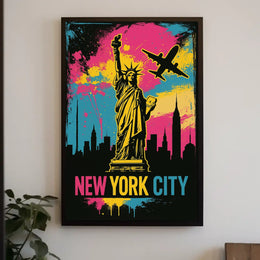 Statue Of Liberty NYC Skyline Poster Abstract Wall Art