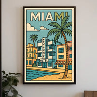 Vibrant Miami Colony Hotel Travel Poster