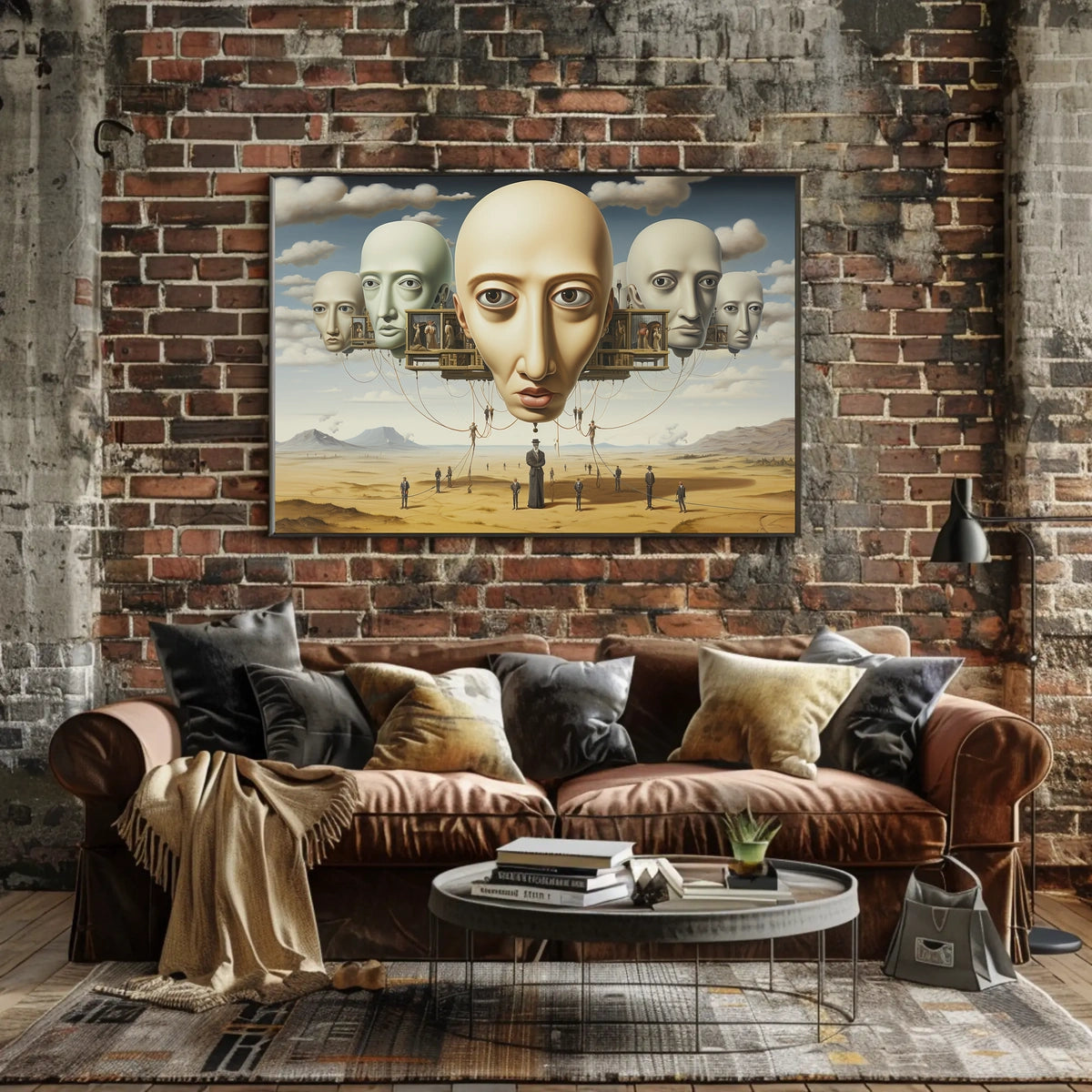 Surreal Dreamscape with Floating Heads - Abstract or Artistic Poster