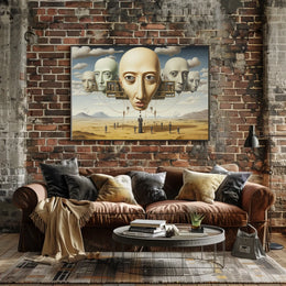 Surreal Dreamscape with Floating Heads - Abstract or Artistic Poster