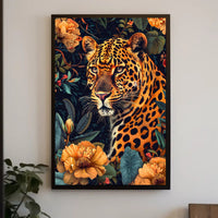 Majestic Leopard in Bloom Wall Art Print
