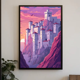 Mystical Castle on Cliffside Fantasy Poster