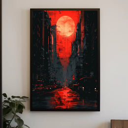 Urban Metropolis Dystopian Scene in Futuristic Sci-Fi Poster PosterGoat