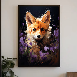 Vivid Fox in Enchanting Floral Wonderland Poster