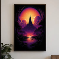 Epic Fantasy Castle in Surreal Cosmic Landscape