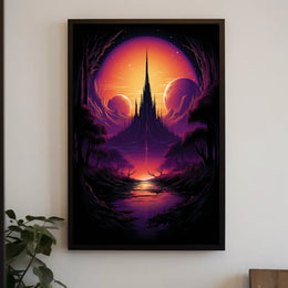 Epic Fantasy Castle in Surreal Cosmic Landscape