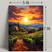Sunset Over The Vineyard Poster