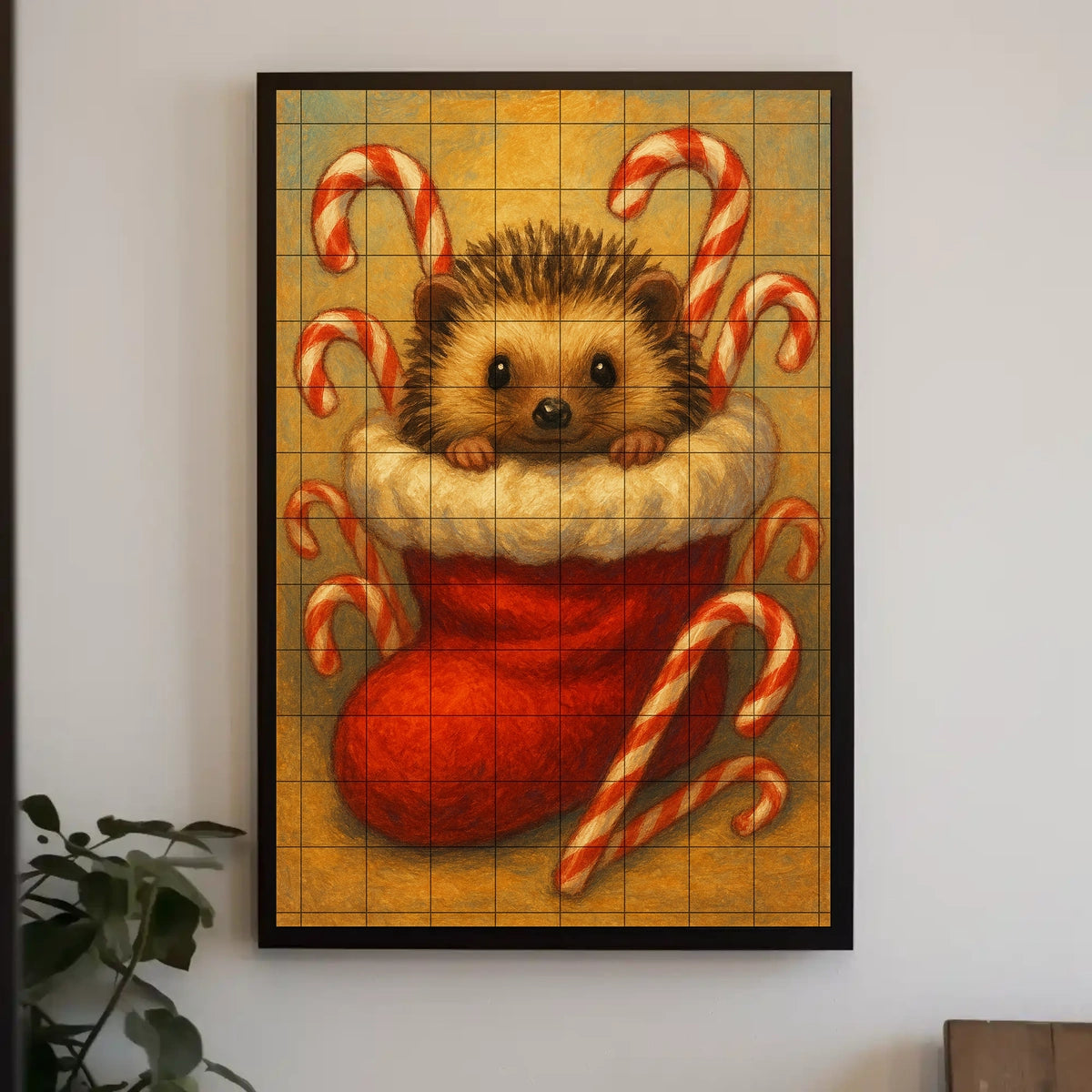 Festive Hedgehog In Stocking Poster